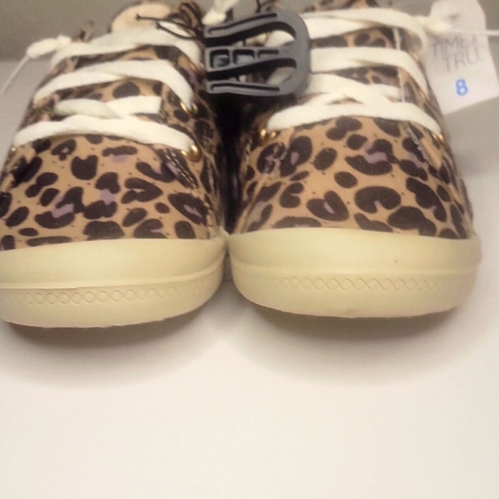 Time and Tru Brown and White Sneakers with Leopard Print #10 - Picture 5 of 7